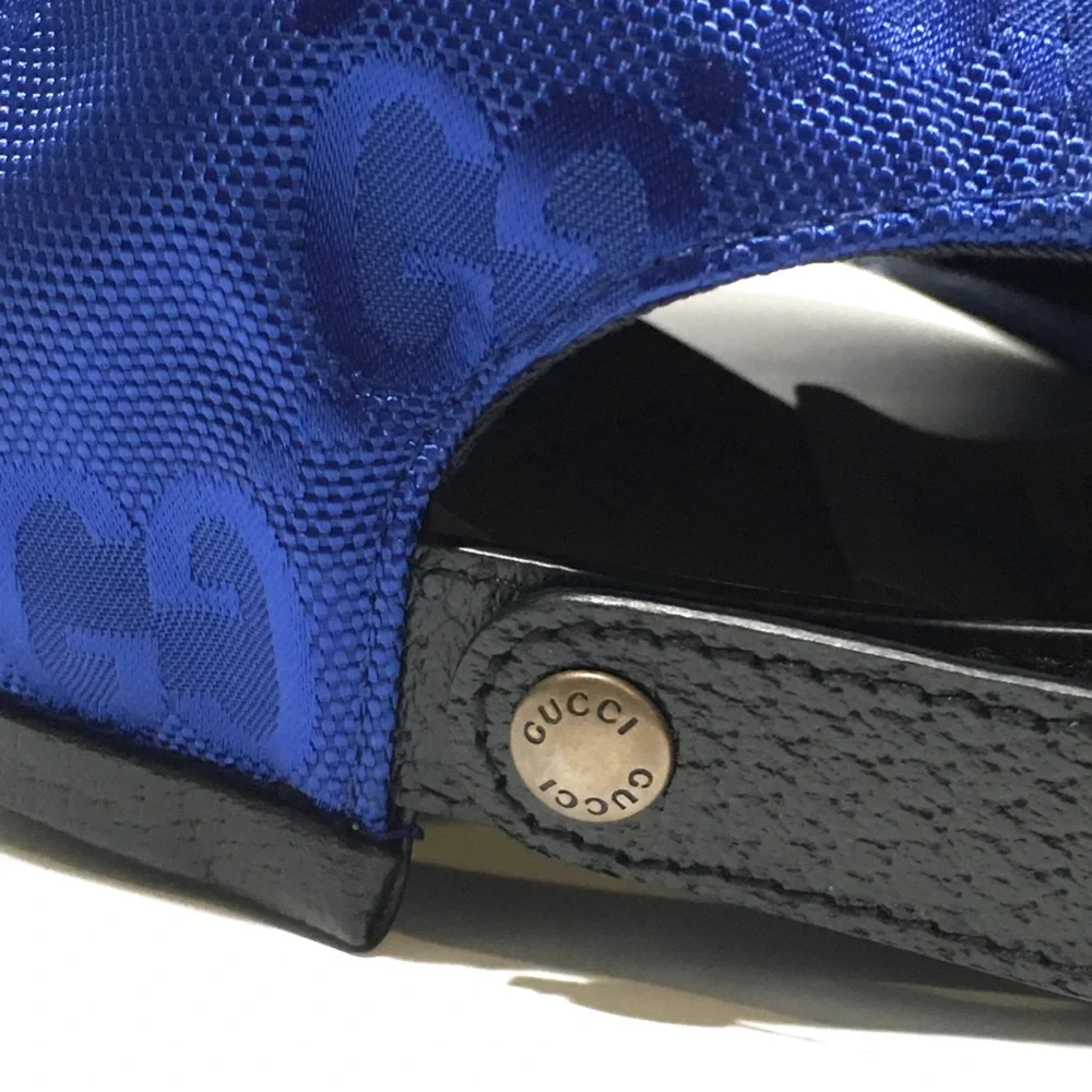 GUCCI JEREMI GUCCISSIMA BASEBALL CAP HAT -SIZE M -ROYAL BLUE / BLACK -NWT - Picture 5 of 11